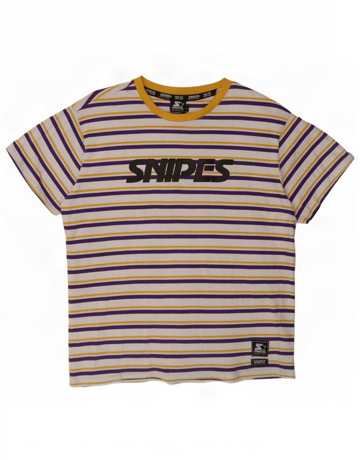 Starter Mens BLACK LABEL Graphic T-Shirt Top Large White Striped Cotton