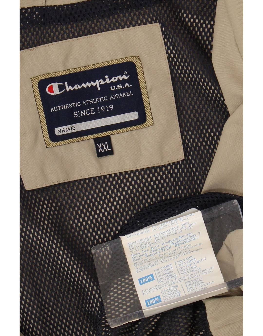 CHAMPION Mens Rain Jacket UK 44 2XL Beige Polyamide