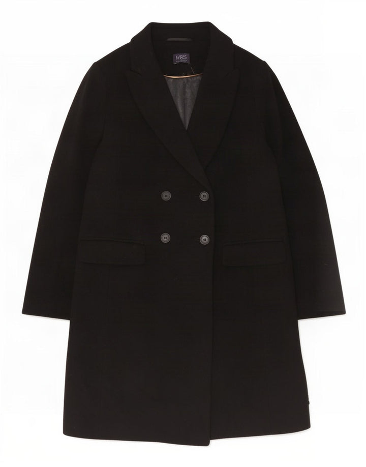 Marks & Spencer Abrigo cruzado para mujer UK 44 Lana negra grande