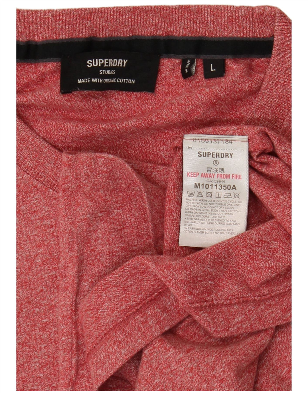 SUPERDRY Mens T-Shirt Top Large Red Flecked Cotton