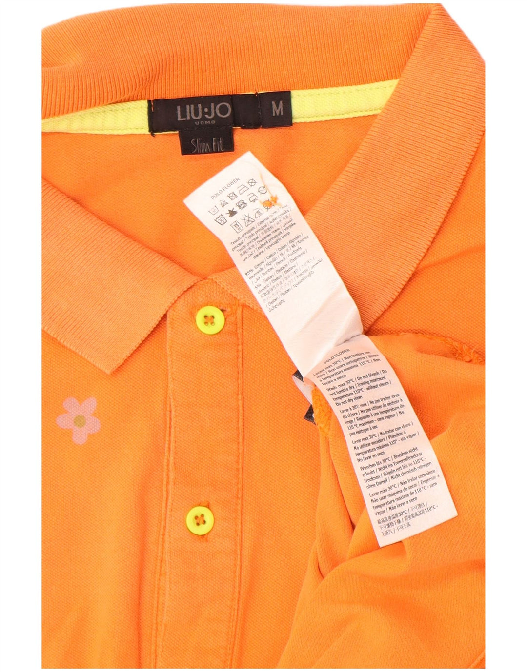 Liu Jo Mens Slim Fit Polo Shirt Medium Orange Cotton