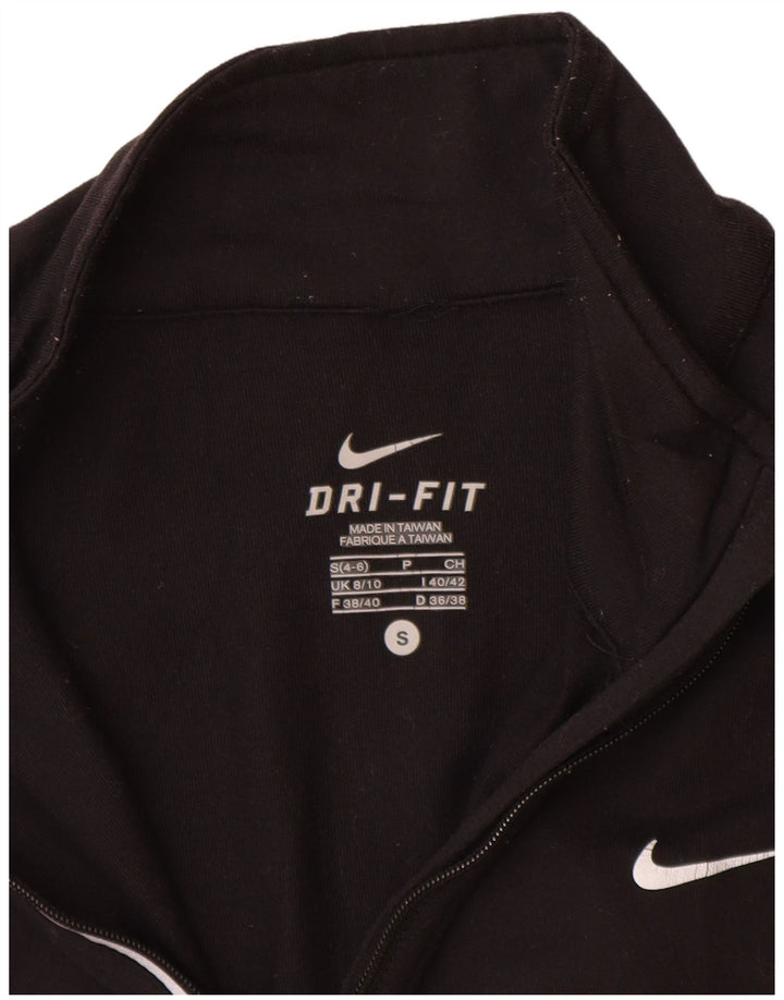 Nike Womens Dri Fit Pullover Tracksuit Top UK 8/10 Small Black Nylon