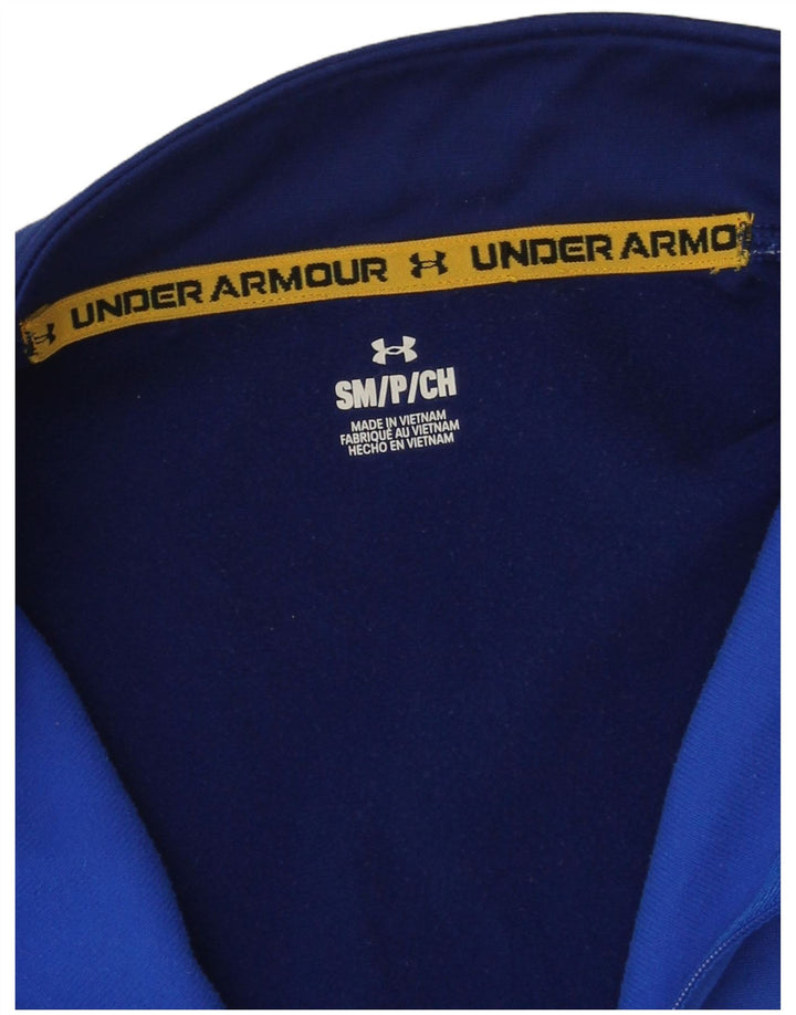Under Armour Mens Zip Neck Top Long Sleeve Small Navy Blue Colourblock