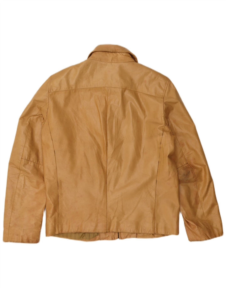 veste en cuir femme vintage IT 46 Grand cuir beige