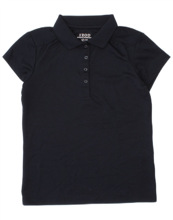 Izod Girls Regular Fit Polo Shirt 7-8 Years Small Navy Blue Polyester