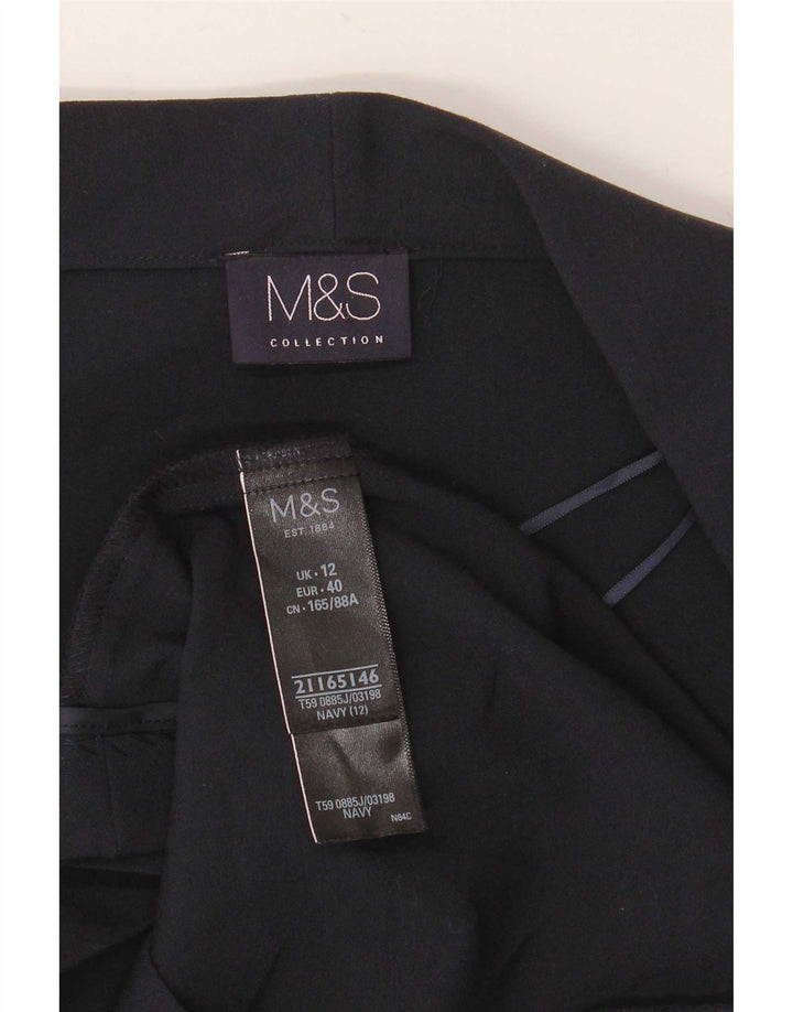 Marks & Spencer Γυναικείο Open Blazer Jacket UK 12 Medium Navy Blue Polyester