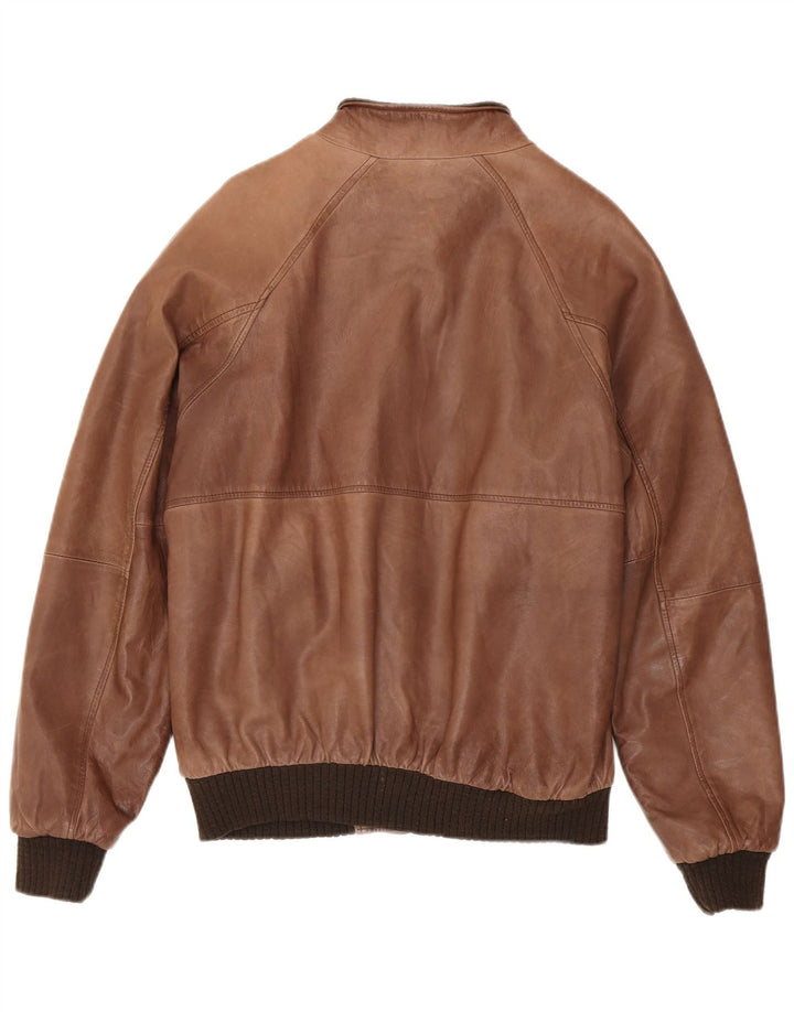 Giacca in pelle vintage da uomo IT 50 grande marrone