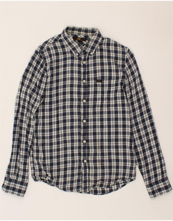 LEE Mens Regular Fit Flannel Shirt Small Navy Blue Check Cotton Vintage Lee and Second-Hand Lee from Messina Hembry 