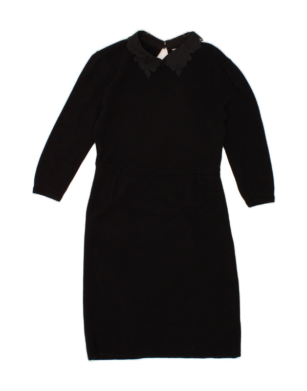 MONSOON Womens Long Sleeve Sheath Dress UK 10 Small  Black Cotton