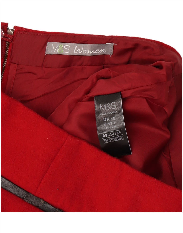 Marks & Spencer lige nederdel til kvinder UK 8 Small W28 Rød polyester