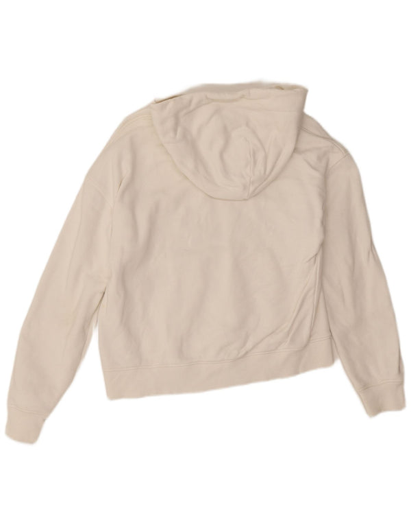 Tommy Hilfiger Womens Oversized Hoodie Jumper UK 10 Small White Cotton