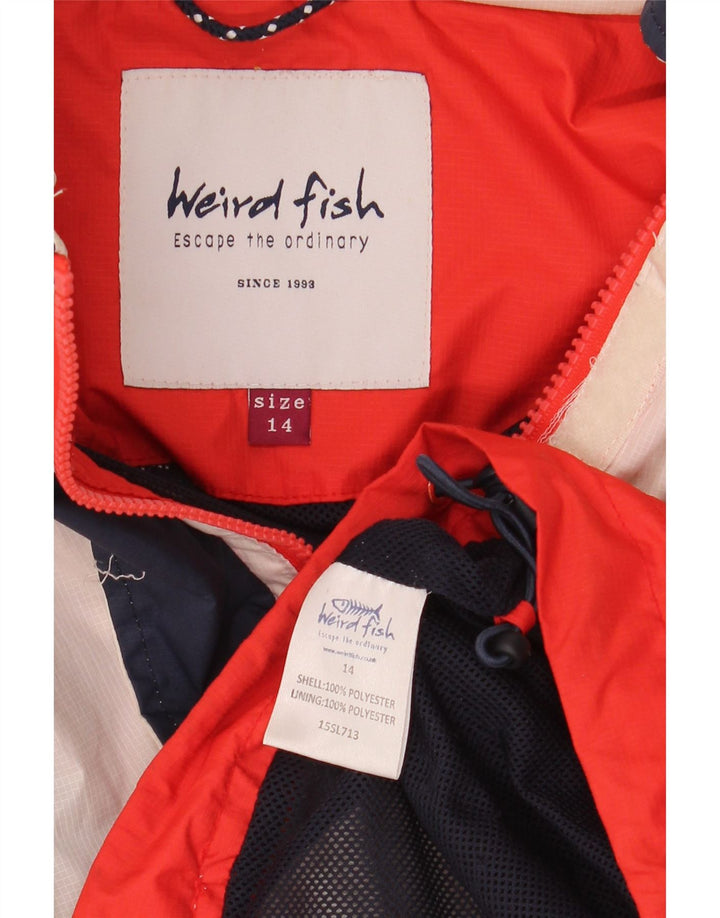 Weird Fish Womens Hooded Windbreaker Jacket UK 14 Large White Colourblock