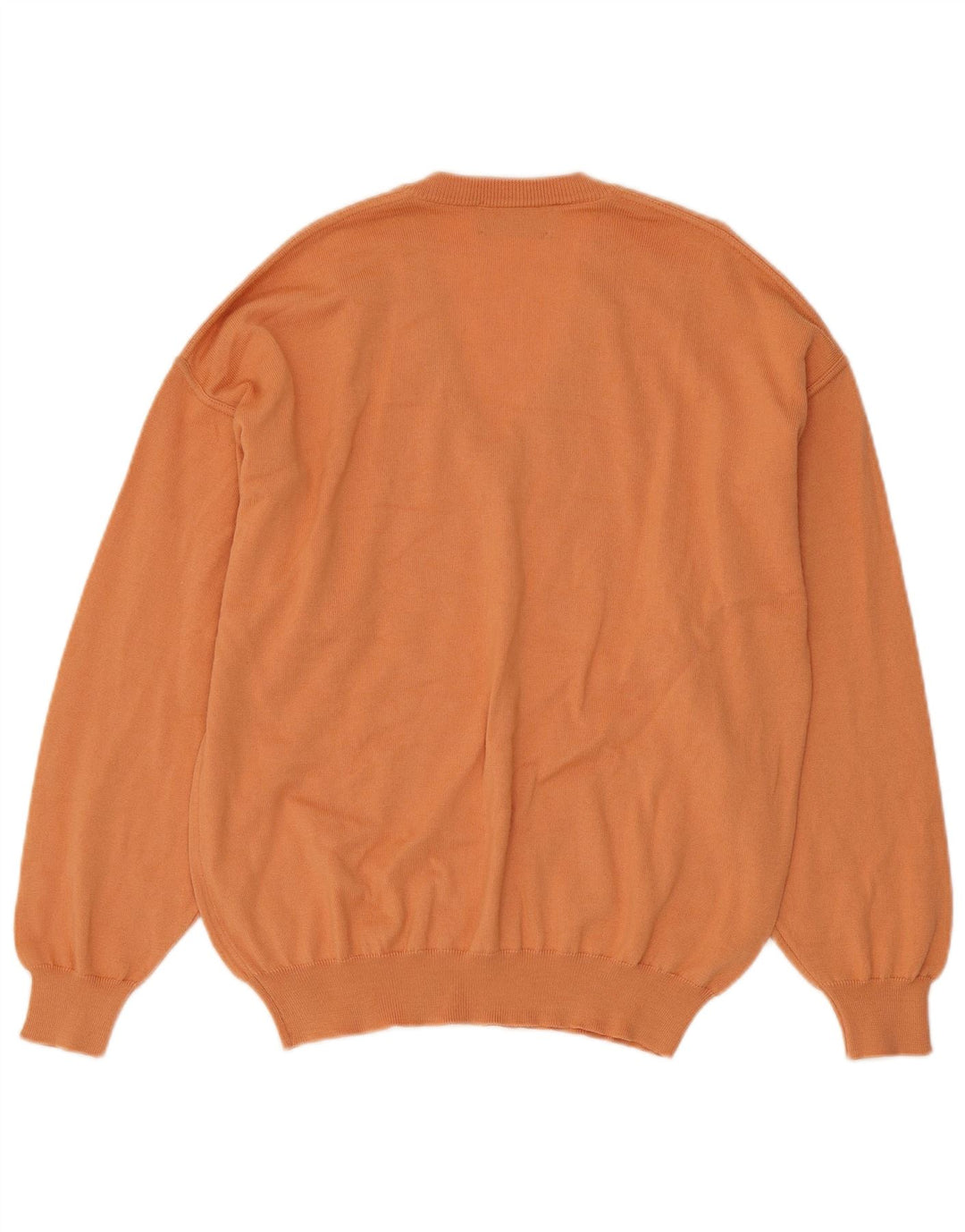 Il Granchio Mens V-Neck Jumper Sweater Medium Orange Striped Wool