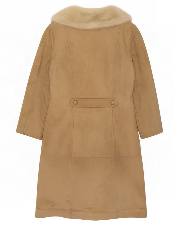Vintage γυναικείο παλτό Shearling UK 14 Medium Beige Leather