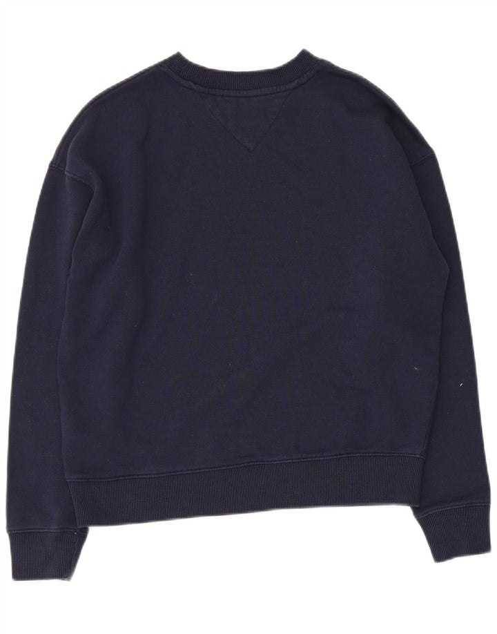 TOMMY HILFIGER Damen Übergroßer Sweatshirt-Pullover UK 10 Small Marineblau