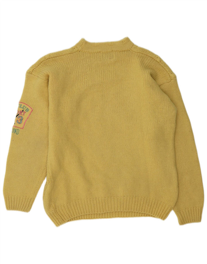 Foxhound Mens Graphic Turtle Neck Jumper Sweater Medium Yellow Wool
