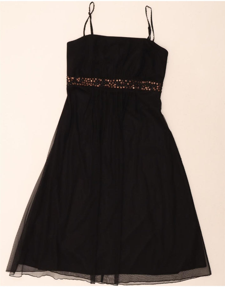 SASHA Womens Sleeveless A-Line Dress UK 14 Medium  Black Polyester Vintage Sasha and Second-Hand Sasha from Messina Hembry 