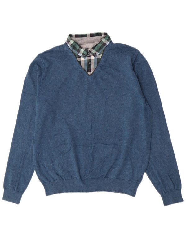 Marks & Spencer Herren-Pullover mit Rollkragen, reguläre Passform, Größe L, Blau