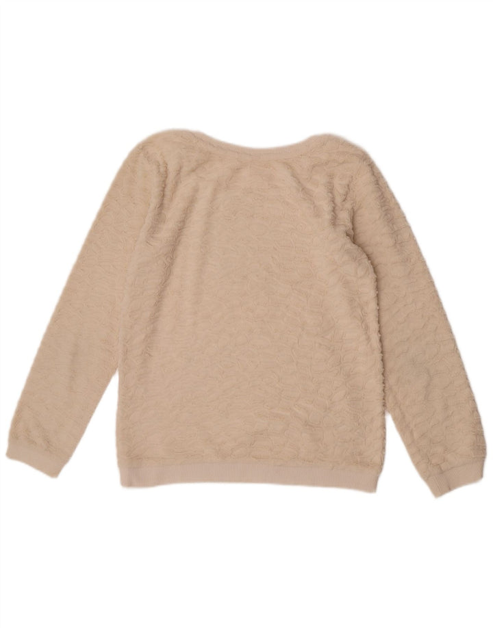 Zara Dame Fleece Jumper UK 12 Medium Off White Polyester