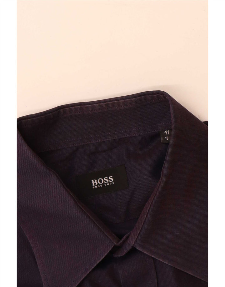 Hugo Boss Mens Shirt Size 41 16 Large Purple Cotton