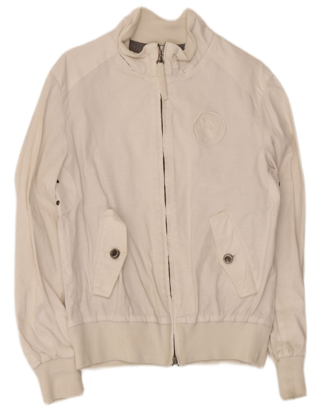 Vintage Ανδρικό Bomber Jacket IT 46 Small White Viscose