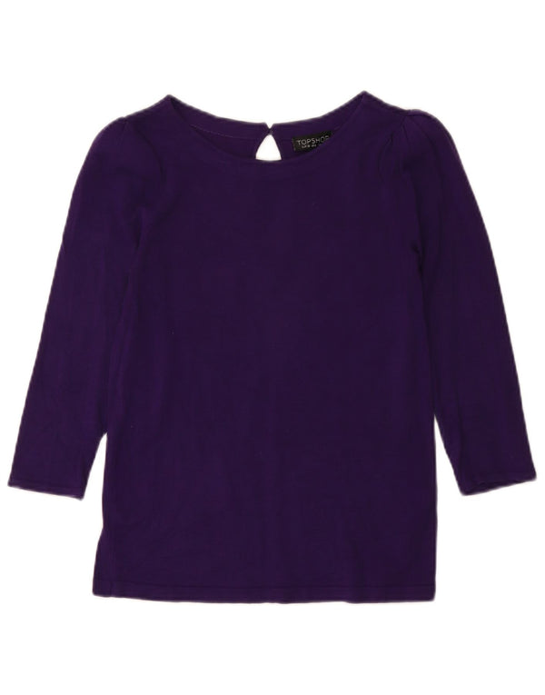 Topshop Womens Crop Top 3/4 Sleeve UK 10 Small Purple Viscose