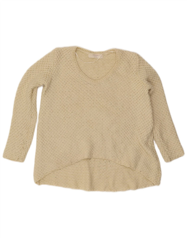 Zara Womens Oversized V-Neck Jumper Sweater UK 10 Small Off White
