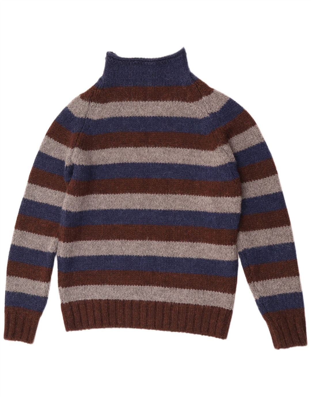 Gas Mens Turtle Neck Jumper Sweater Large Multicoloured Striped Virgin Wool