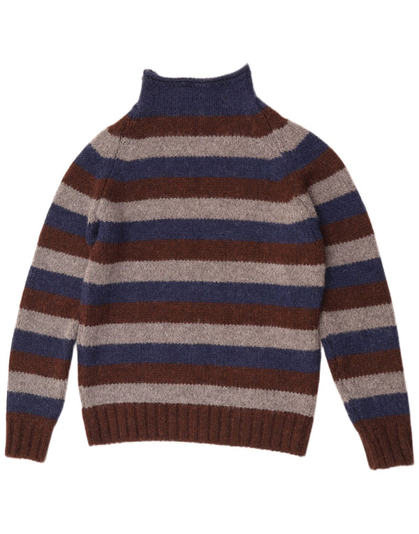 Gas Mens Turtle Neck Jumper Sweater Large Multicoloured Striped Virgin Wool