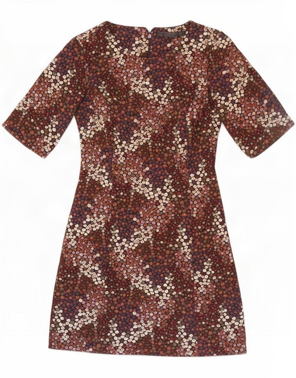Zara Womens Trafaluc Robe fourreau UK 6 XS Marron Floral