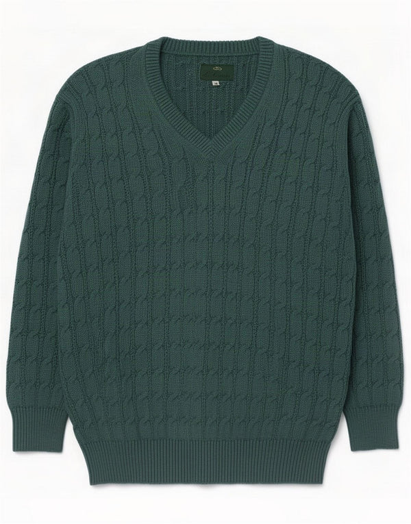 Les Copains Mens Loose Fit V-Neck Jumper Sweater IT 48 Medium Green