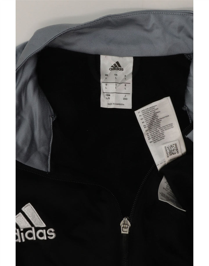 Giacca da tuta da uomo ADIDAS grande in poliestere color block nero