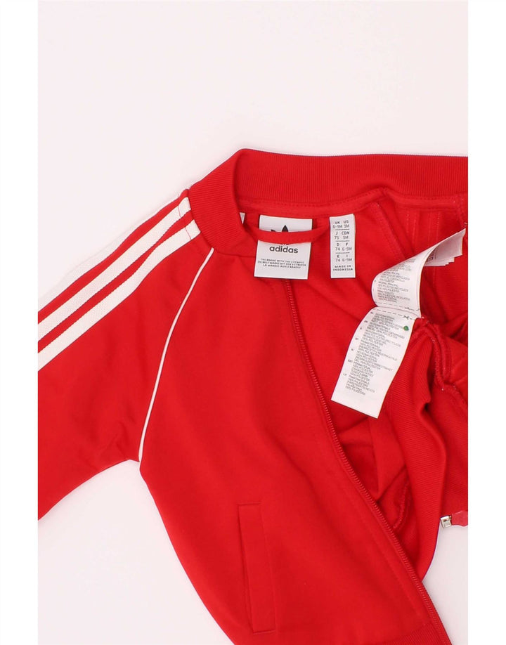 Giacca da tuta da bambino Adidas da bambino 6-9 mesi in poliestere rosso