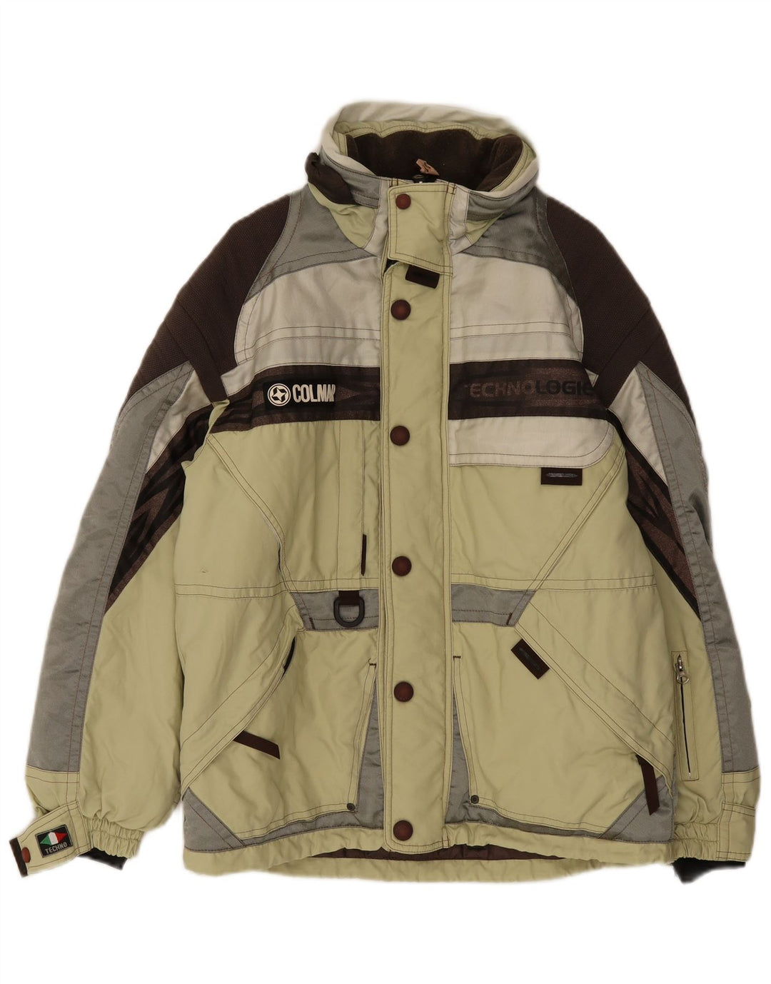 Colmar Mens Graphic Hooded Ski Jacket US 42 Large Green Colourblock