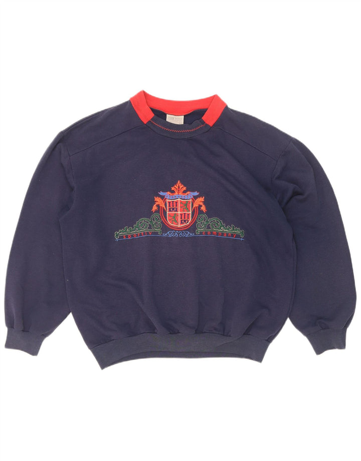 John Peter Dame Sweatshirt Jumper UK 16 Large Navy Blue Colourblock