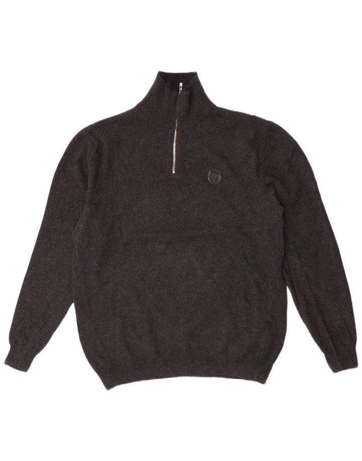Maglione da uomo con collo con zip Sergio Tacchini grigio medio