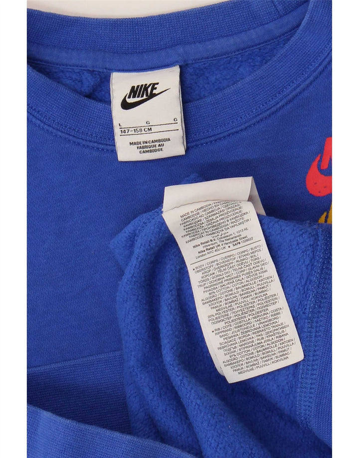 Nike Boys Graphic Sweatshirt Jumper 12-13 Years Large Blue Cotton