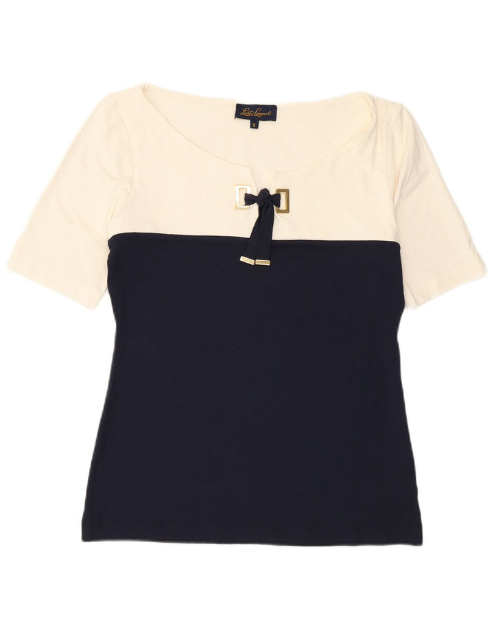 Luisa Spagnoli Womens Blouse Top UK 10 Small White Colourblock Viscose