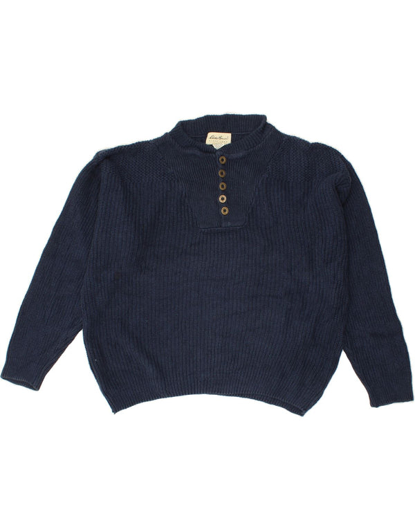 EDDIE BAUER Mens Loose Fit Crew Neck Jumper Sweater Medium Navy Blue