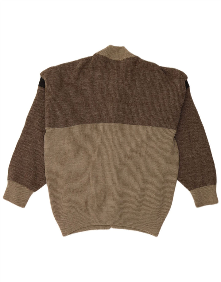 Sweter męski w stylu vintage, duży, szary, z blokami kolorów