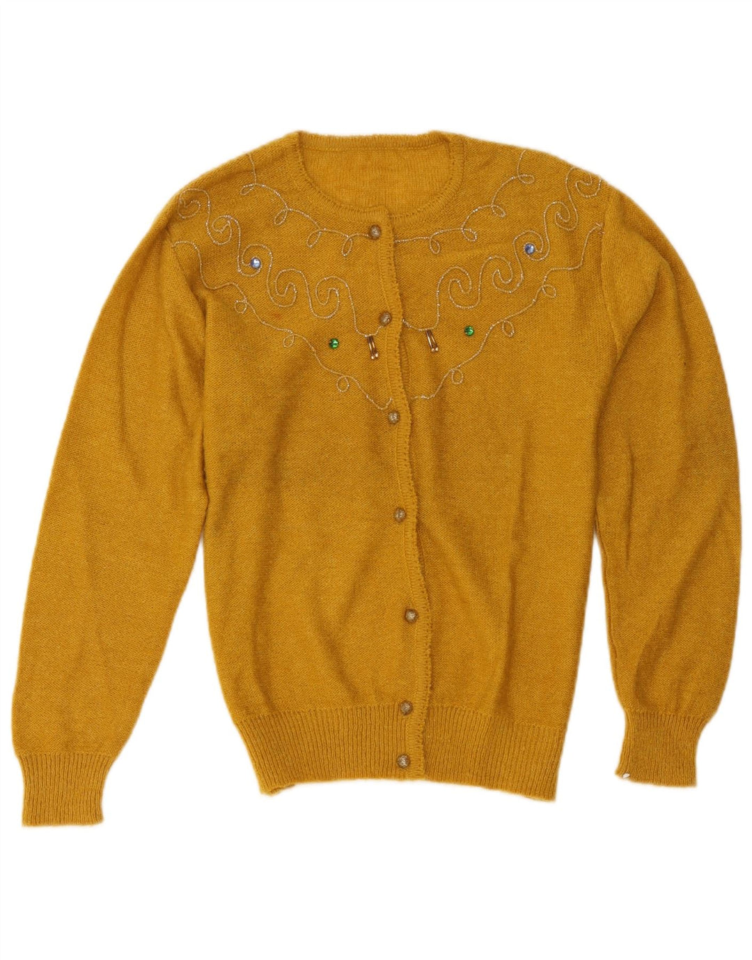 Vintage Womens Cardigan Sweater UK 14 Medium Yellow