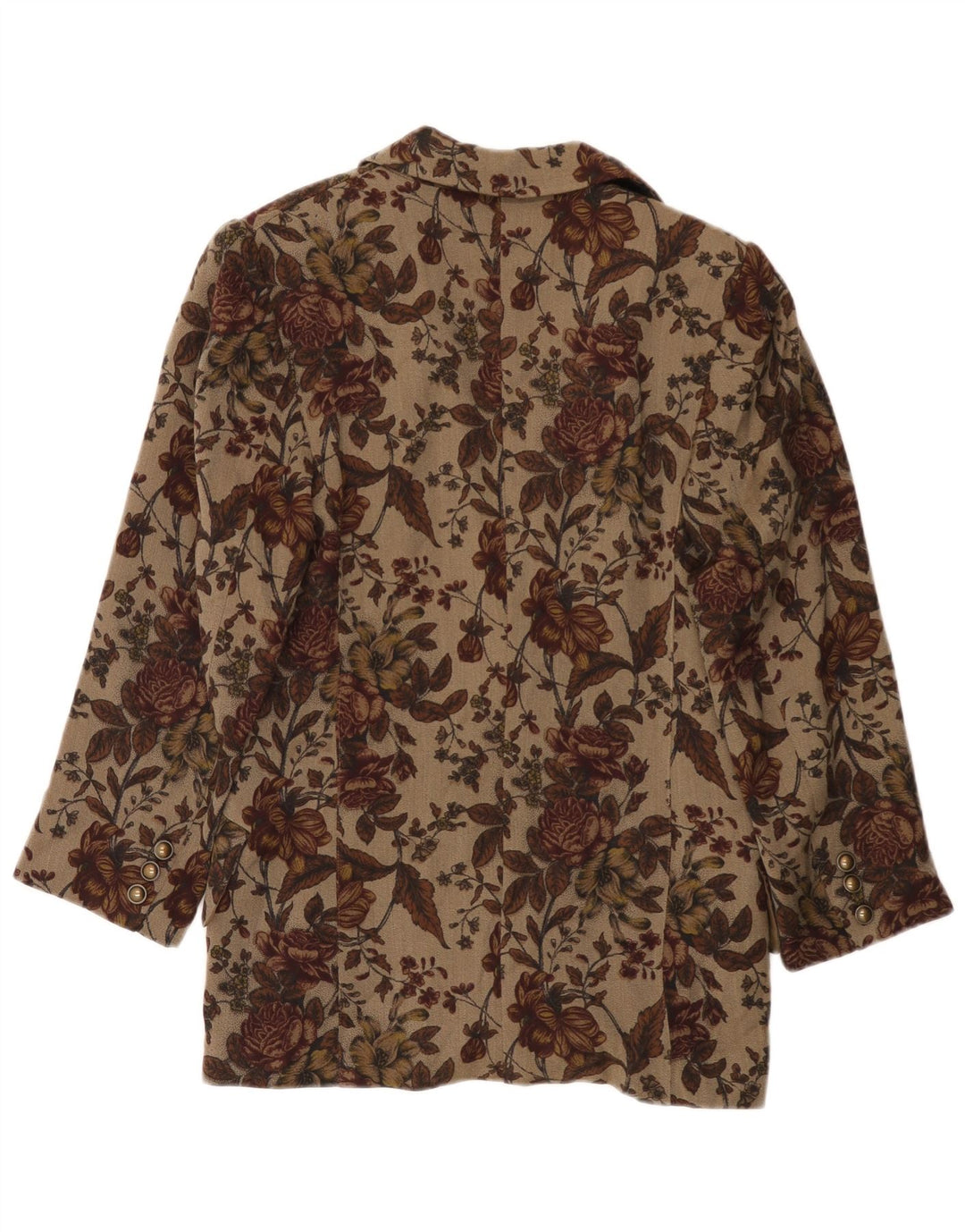 Vintage Womens 1 Button Blazer Jacket UK 10 Small Brown Floral