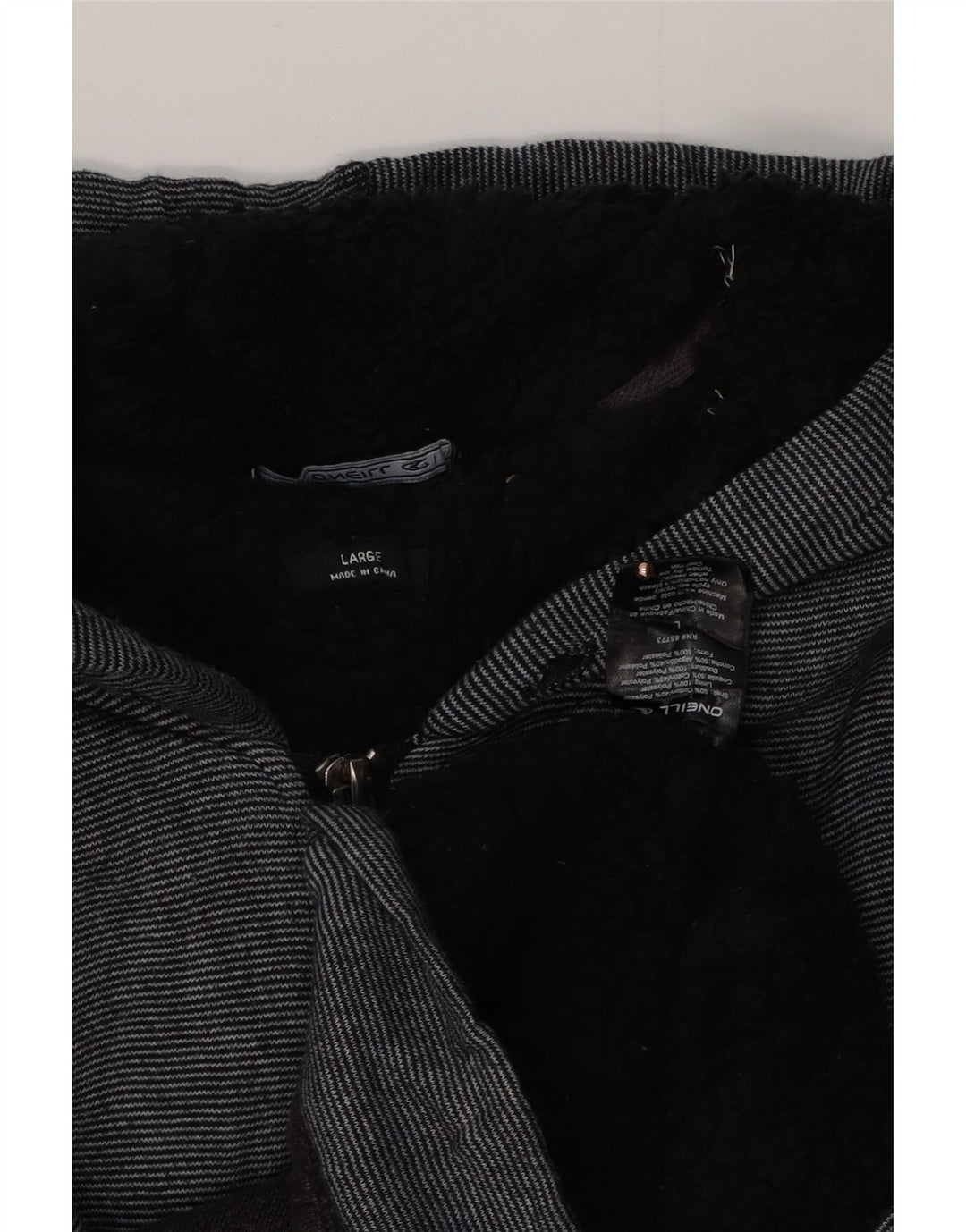 O'Neill Mens Zip Hoodie Sweater Large Black Striped Polyester