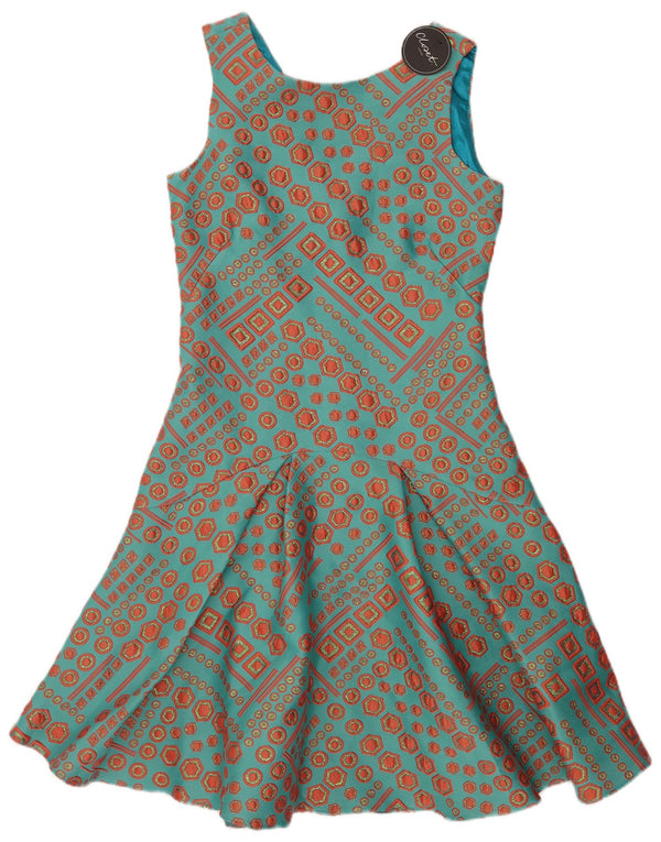 CLOSET Abito da donna senza maniche a trapezio UK 8 Piccolo turchese geometrico