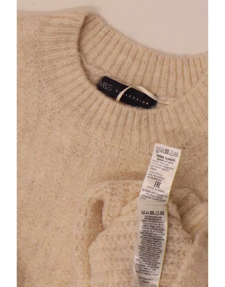 Marks & Spencer Womens Crew Neck Jumper Sweater UK 14 Medium Beige Acrylic