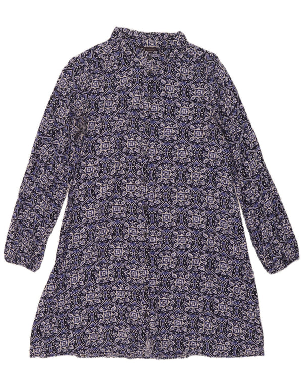 Marks & Spencer Damen-Hemdkleid, Gr. 10, Größe S, blau, geblümt, Viskose