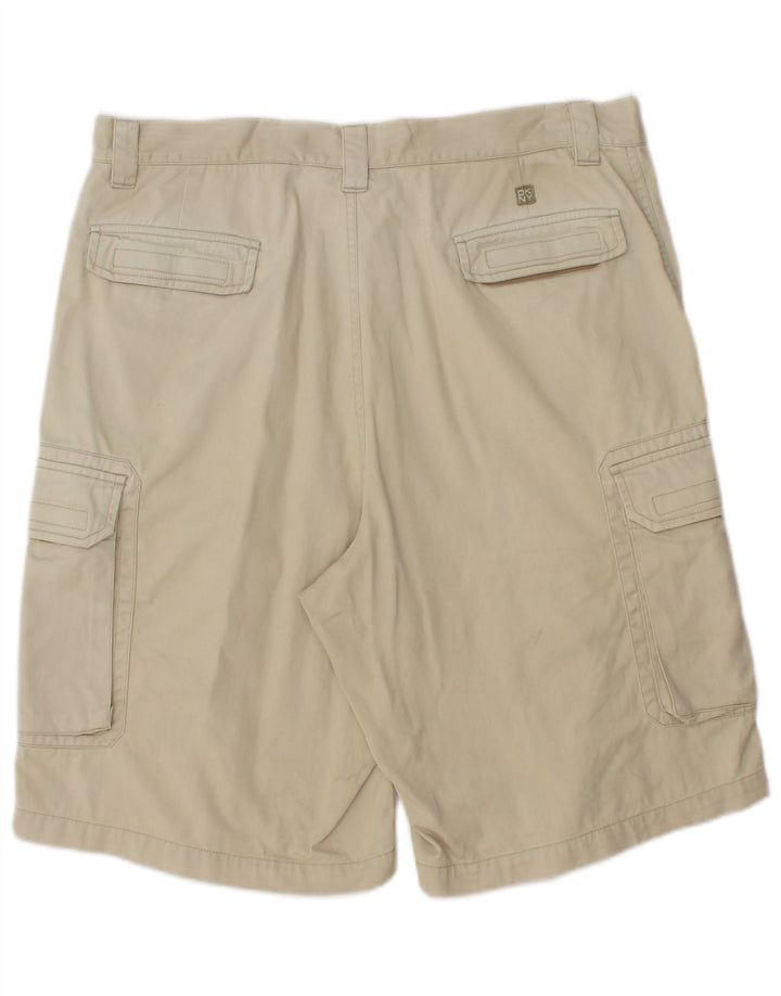 Dkny Mens Cargo Shorts W34 Large Beige Cotton