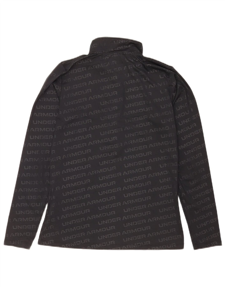 Under Armour Womens Zip Neck Graphic Top Long Sleeve UK 12 Medium Black