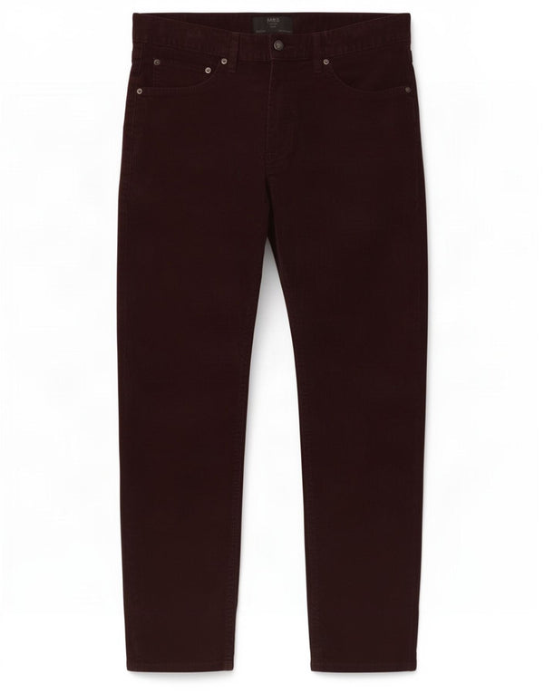 Marks & Spencer Herre Slim Fit Corduroy Bukser W32 L29 Burgundy Cotton