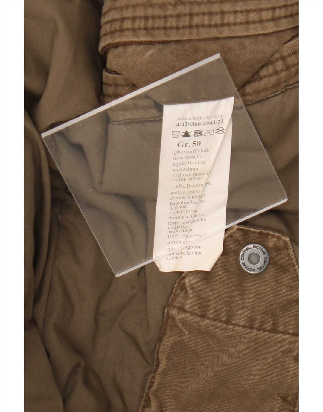 Camel Active Chaqueta militar acolchada para hombre EU 50 Large Algodón caqui